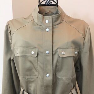 NWT Prague Khaki Military Style Belted Jacket